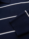 Ombre Clothing Мъжка поло риза с дълъг ръкав и хоризонтални ивици от вискоза - тъмносиня и бяла
