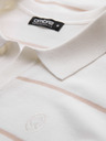 Ombre Clothing Мъжка поло риза с дълъг ръкав и хоризонтални ивици от вискоза - бяла и бежова