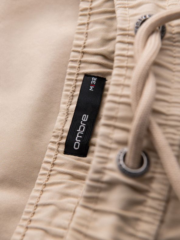 Ombre Clothing Мъжки памучни карго бермуди с еластична талия - бежови