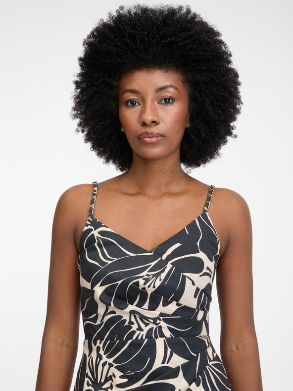 Orsay Черна дамска шарена къса рокля ORSAY