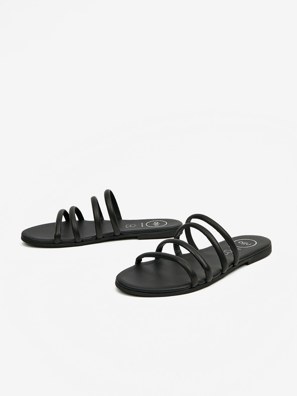 Ojju Черни кожени чехли OJJU