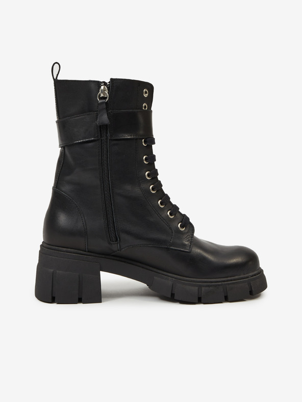 Ojju Черни дамски кожени боти OJJU