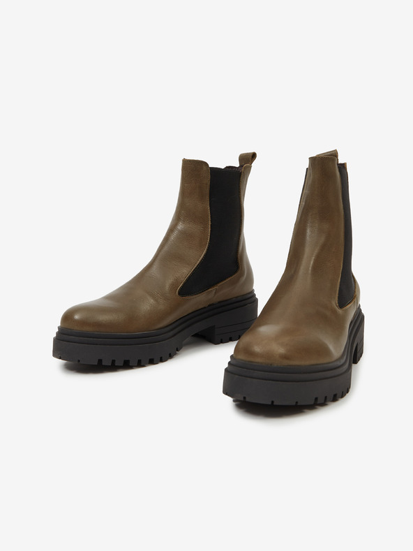 Ojju Каки кожени дамски боти OJJU