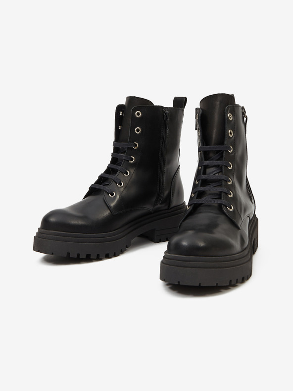 Ojju Черни дамски кожени боти OJJU