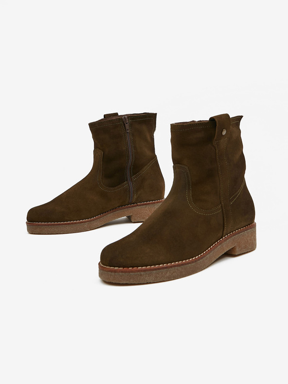 Ojju Каки затоплени велурени дамски боти OJJU