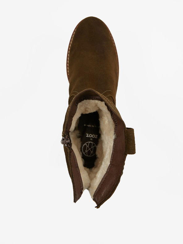 Ojju Каки затоплени велурени дамски боти OJJU