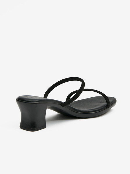 Ojju Черни дамски кожени чехли с токчета OJJU