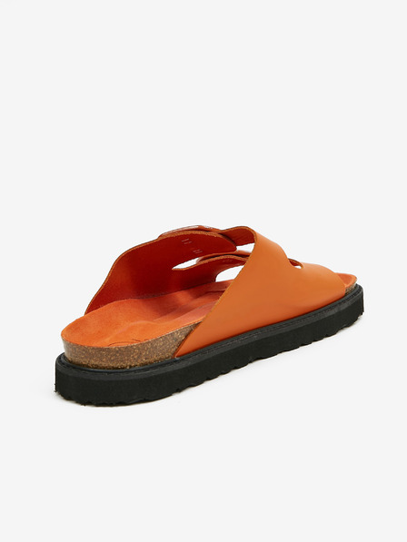 Ojju Оранжеви дамски чехли от естествена кожа OJJU