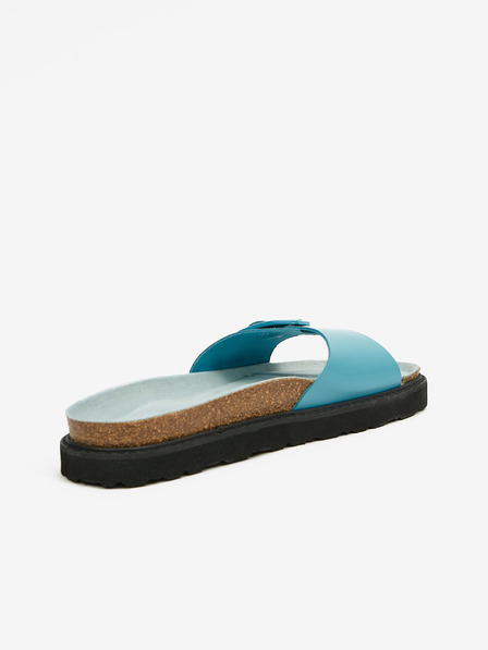 Ojju Тюркоазени дамски чехли от естествена кожа на платформа OJJU