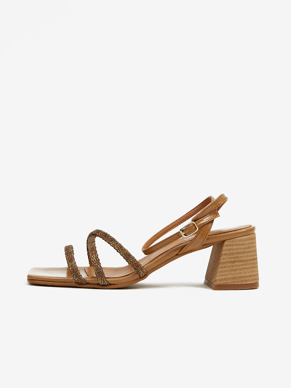 Ojju Кафяви дамски сандали с ток OJJU