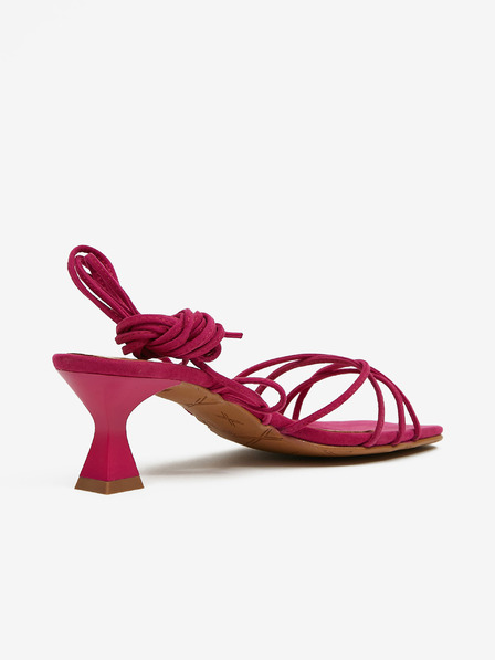 Ojju Тъмнорозови дамски сандали с връзки от велур OJJU