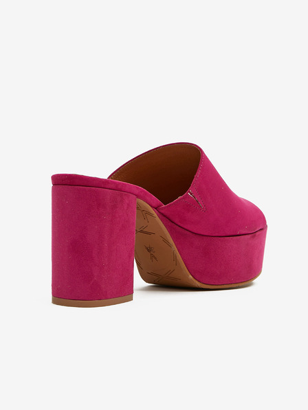 Ojju Тъмнорозови дамски чехли с ток от велур OJJU