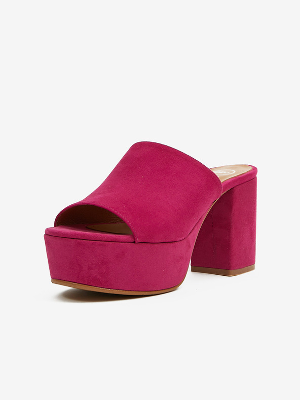 Ojju Тъмнорозови дамски чехли с ток от велур OJJU