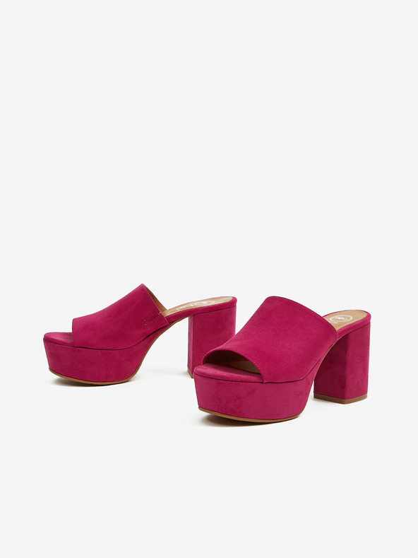 Ojju Тъмнорозови дамски чехли с ток от велур OJJU