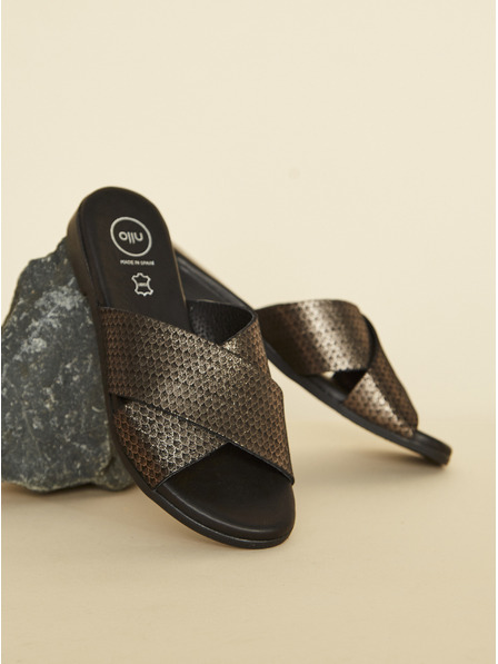 Ojju Черни кожени чехли OJJU