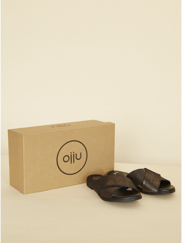 Ojju Черни кожени чехли OJJU