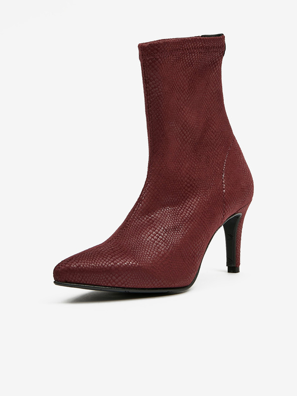 Ojju Бордови велурени котешки обувки с релефен змийски десен OJJU