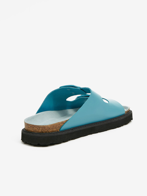 Ojju Тюркоазени дамски чехли от естествена кожа на платформа OJJU