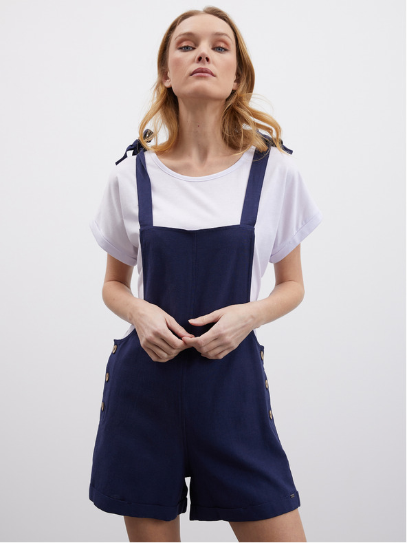 ZOOT.lab Тъмносини дамски ленени къси панталони с лак ZOOT.lab Paulina