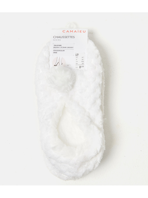 CAMAIEU Бели чехли с помпони CAMAIEU