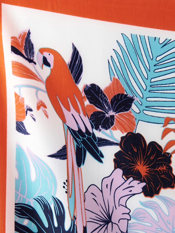 CAMAIEU Червен щампован шал CAMAIEU