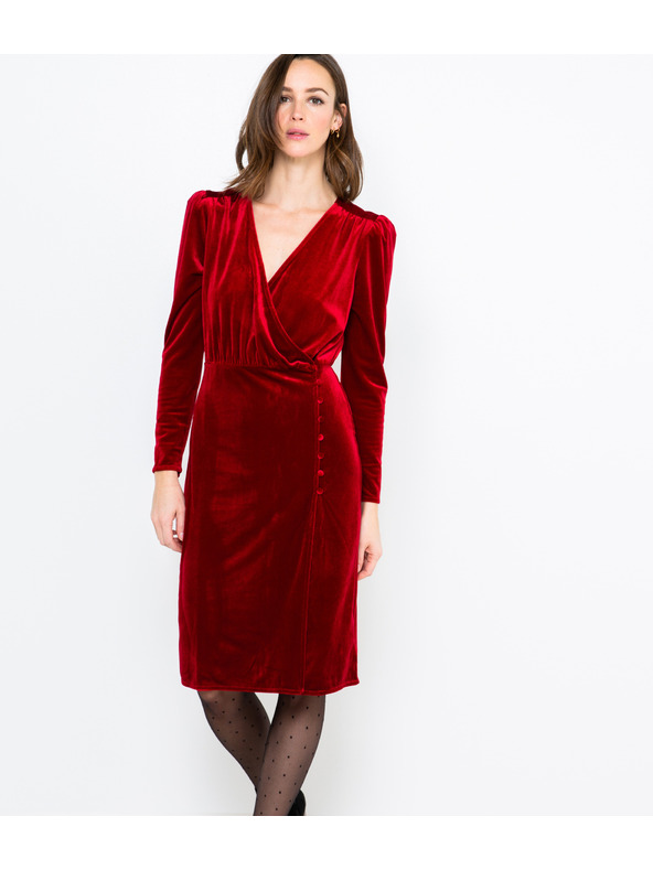 CAMAIEU Червени кадифени рокли CAMAIEU