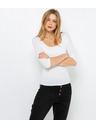 CAMAIEU Бяла тениска с 3/4 ръкав CAMAIEU