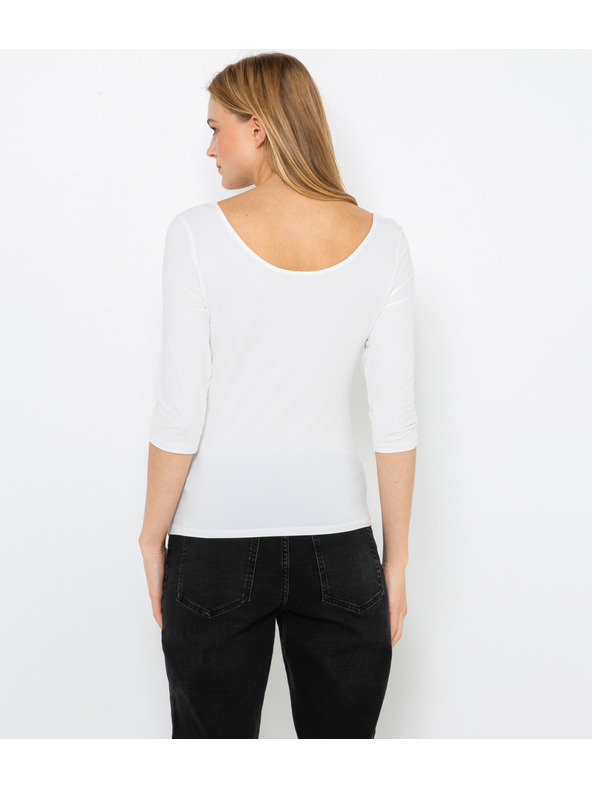 CAMAIEU Бяла тениска с 3/4 ръкав CAMAIEU