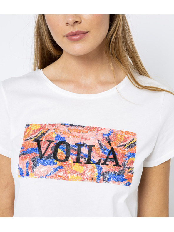 CAMAIEU Бяла тениска с принт