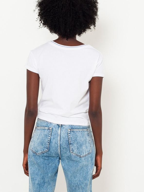 CAMAIEU Бяла тениска с надпис и възел CAMAIEU