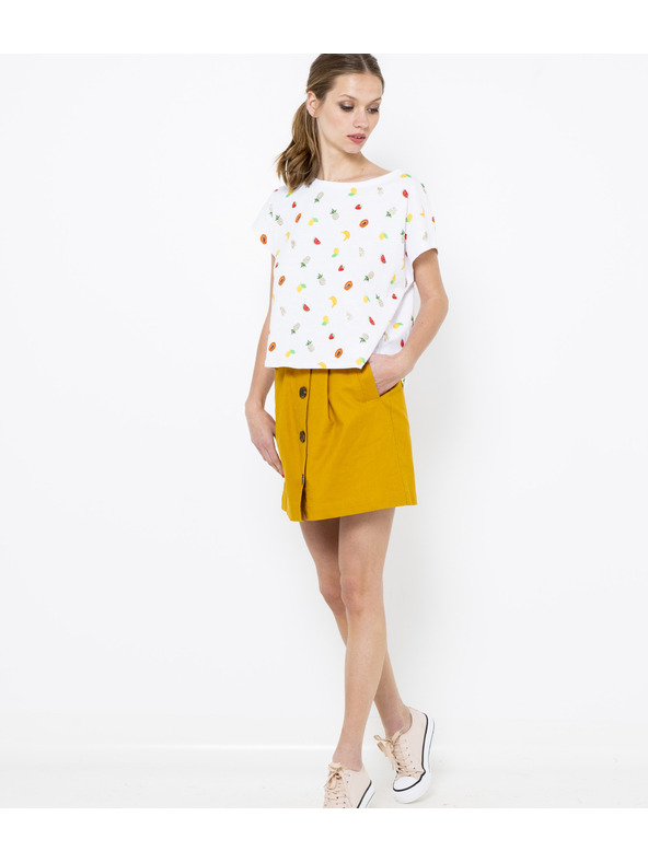 CAMAIEU Бяла щампована тениска CAMAIEU