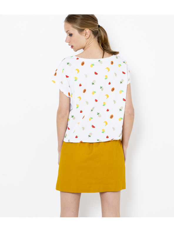 CAMAIEU Бяла щампована тениска CAMAIEU