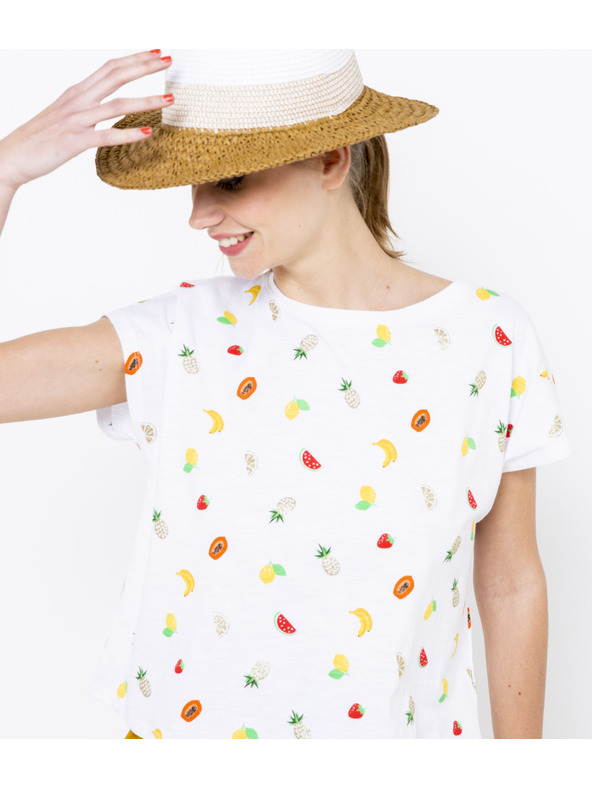 CAMAIEU Бяла щампована тениска CAMAIEU