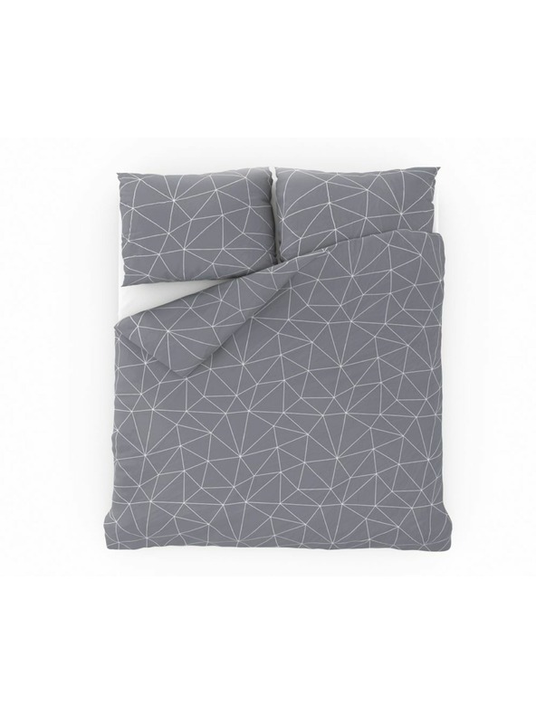Kvalitex Френски удължен памучен спален комплект NORDIC COLLECTION 240x220, 70x90cm GRID сив