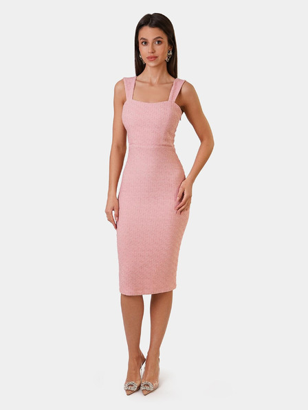 Edoti CHANTAL миди рокля - пудрово розова