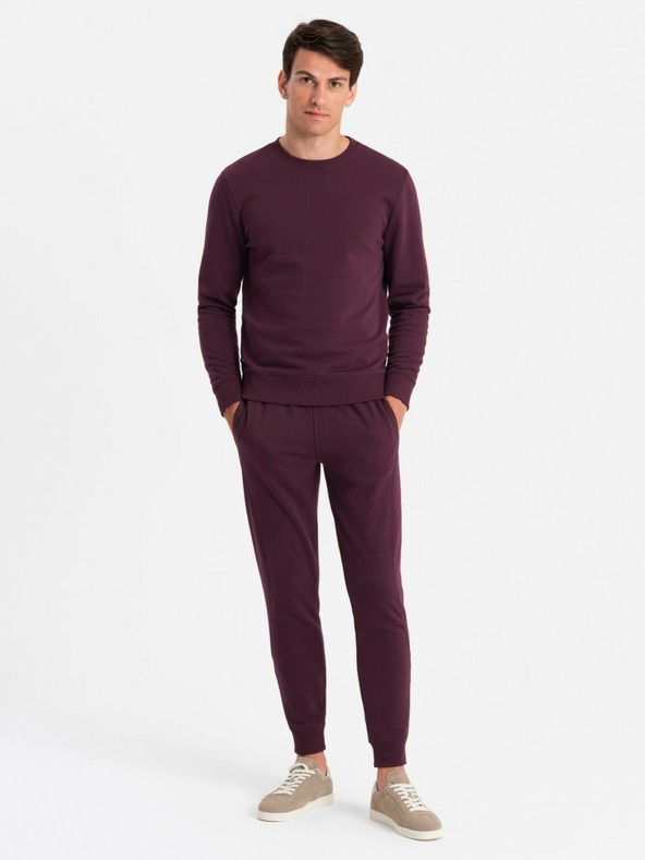Ombre Clothing Мъжки памучен суитшърт BASIC BASIC burgundy Ombre Clothing