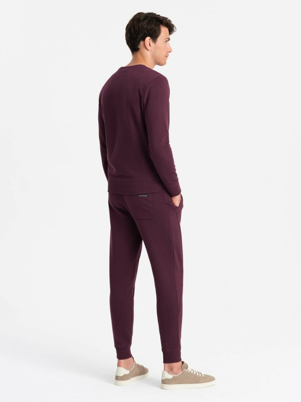 Ombre Clothing Мъжки памучен суитшърт BASIC BASIC burgundy Ombre Clothing