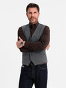 Ombre Clothing Мъжка сива костюмена жилетка с класически детайли и подплата