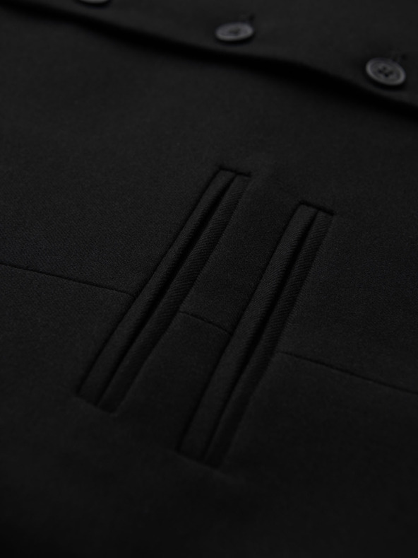 Ombre Clothing Мъжка черна костюмена жилетка с класически детайли и подплата