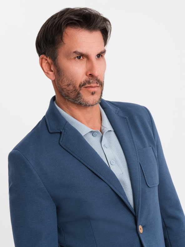 Ombre Clothing Мъжко синьо сако SLIM с фина текстура