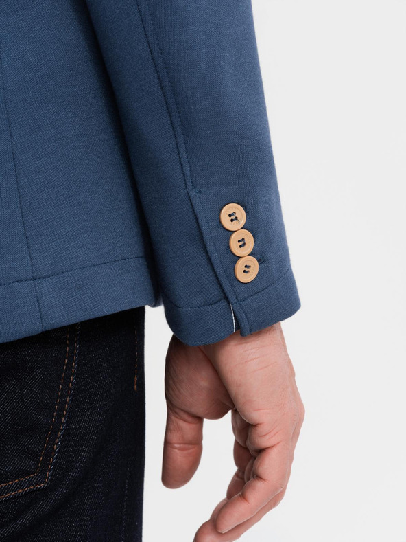 Ombre Clothing Мъжко синьо сако SLIM с фина текстура