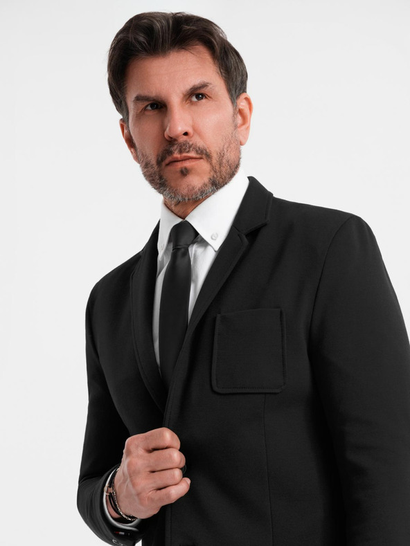 Ombre Clothing Мъжко черно сако SLIM с фина текстура