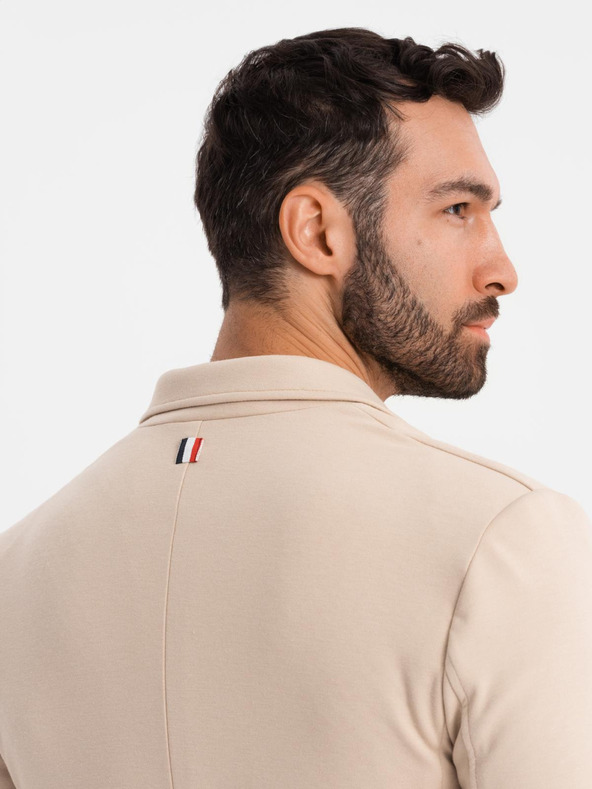 Ombre Clothing Мъжко бежово сако SLIM от фино структуриран плат