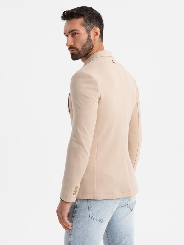 Ombre Clothing Мъжко бежово сако SLIM от фино структуриран плат