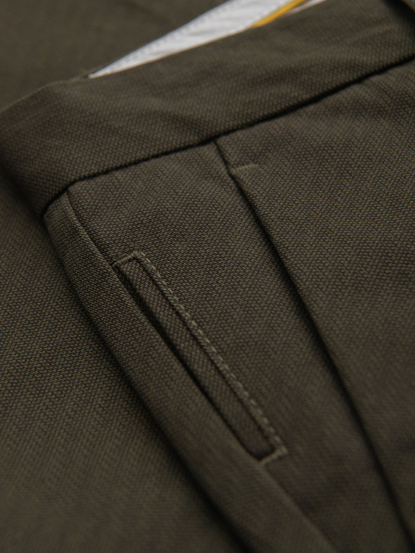 Ombre Clothing Мъжки чино панталони REGULAR FIT с фина структура - тъмнозелени