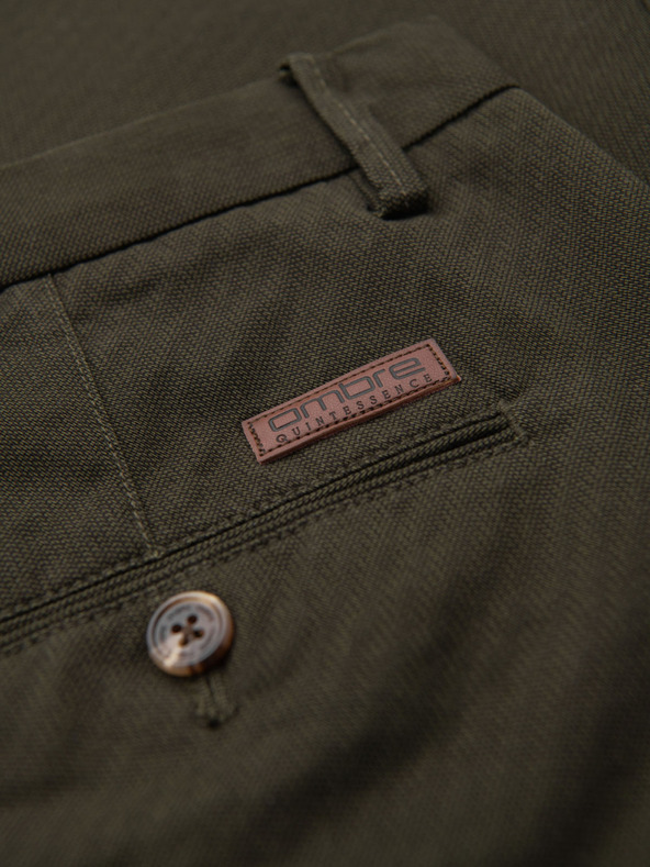 Ombre Clothing Мъжки чино панталони REGULAR FIT с фина структура - тъмнозелени