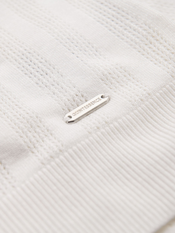 Ombre Clothing Мъжка поло тениска с цип при деколтето - бяла