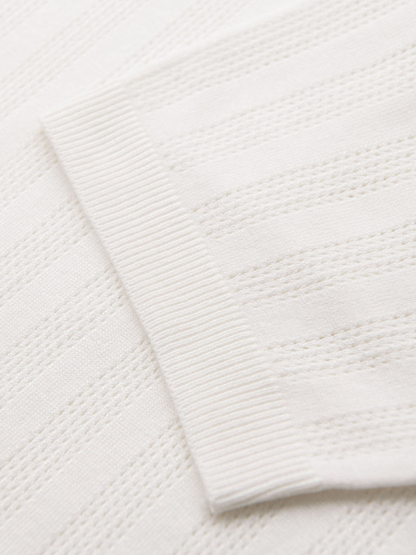 Ombre Clothing Мъжка поло тениска с цип при деколтето - бяла