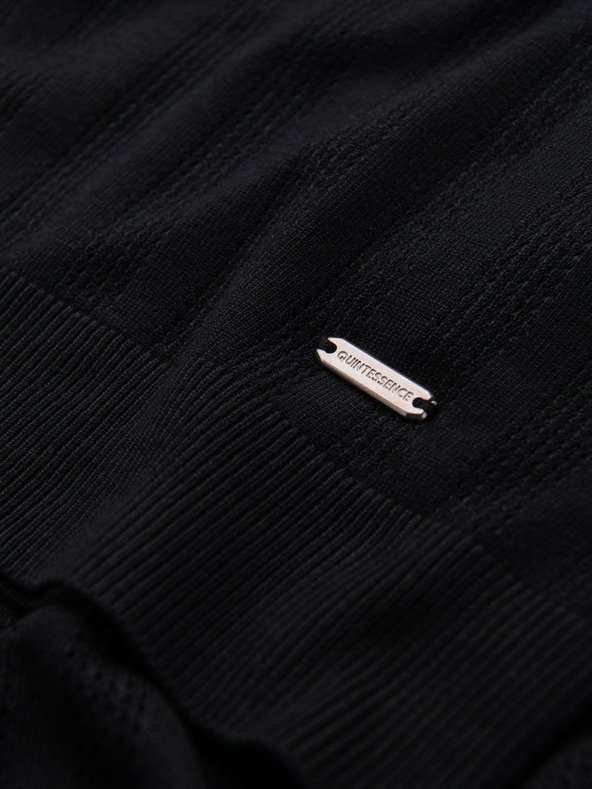 Ombre Clothing Мъжка поло тениска с цип при деколтето - черна