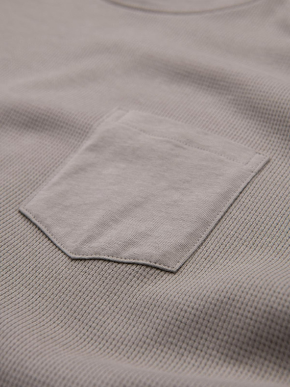 Ombre Clothing Мъжка сива памучна тениска с дълъг ръкав